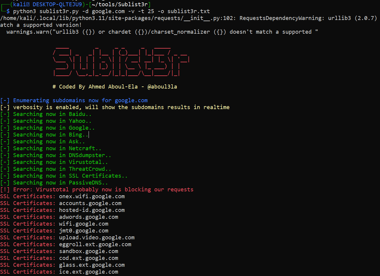 In Master subdomain hunting part 2.  we will see the commands of Sublist3r for kali linux, ubuntu and etc.  